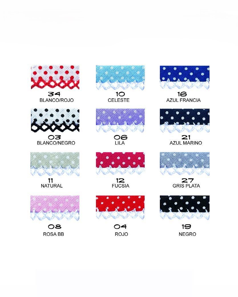 CINTA BIES DECOR LUNARES CON PUNTILLA X 10 MTS - Imagen 2