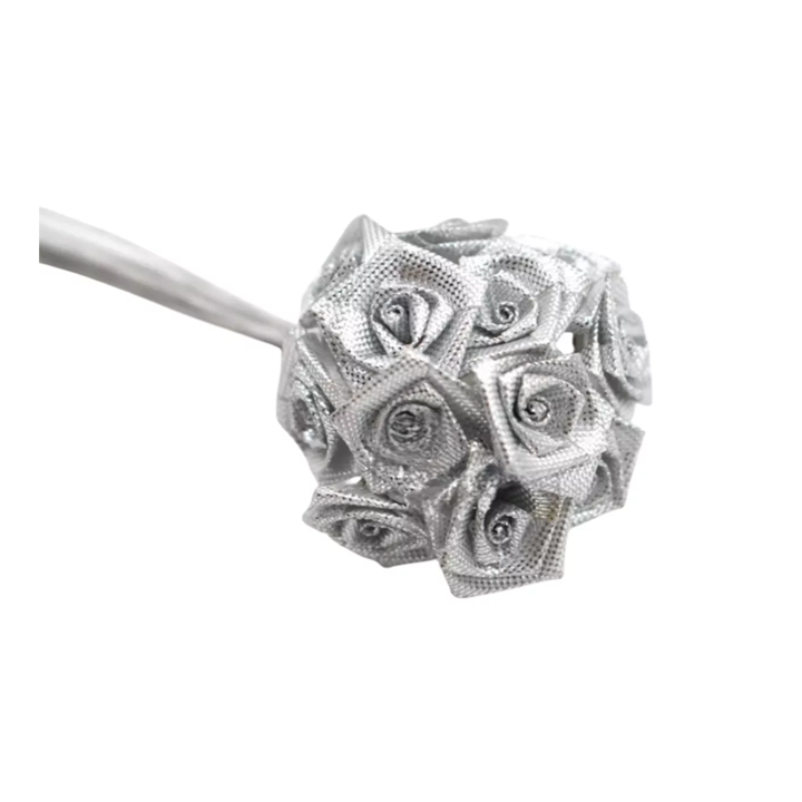 FLORES ROCOCO METALIZADAS CON TALLO GRANDES X 12 RAMOS - Imagen 2